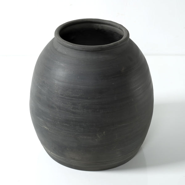 Rustic Gray Ceramic Decorative Vase – 10 Inch Handmade Pottery