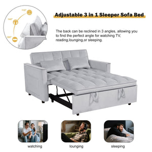Convertible Sofa Bed with Adjustable Backrest & Side Pockets