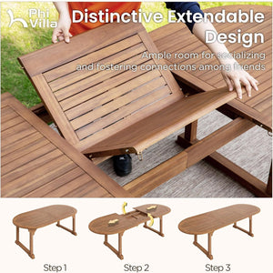 9-Piece Acacia Wood Outdoor Dining Set with Extendable Table
