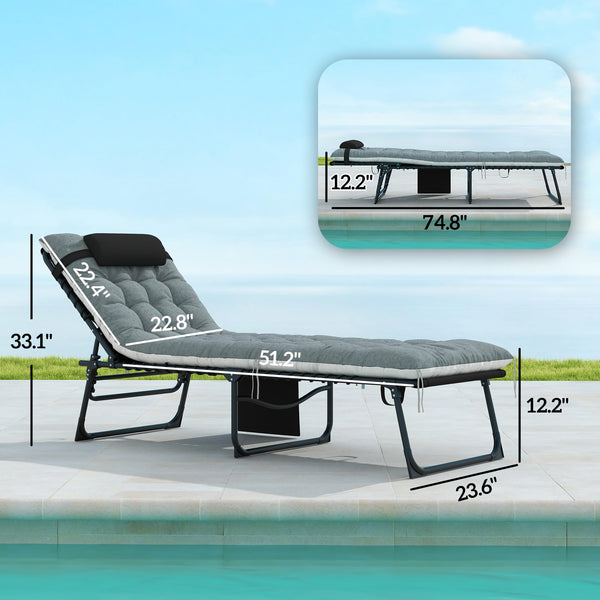 Folding Outdoor Chaise Lounge Chair Set of 2 with Adjustable Backrest