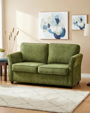 67" Chenille Loveseat Sofa with Removable Covers & Solid Wood Frame
