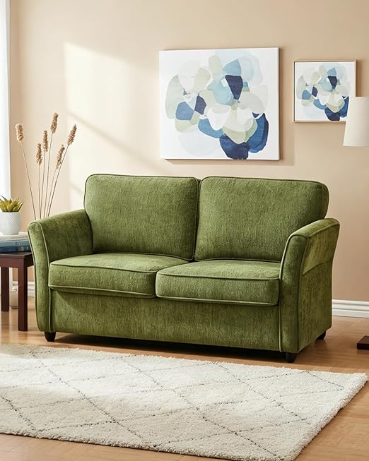 67" Chenille Loveseat Sofa with Removable Covers & Solid Wood Frame