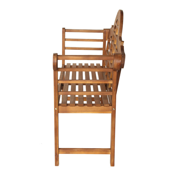 3-Seat Arched Acacia Wood Outdoor Garden Bench