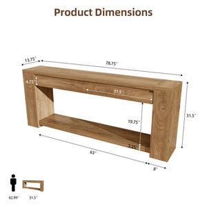 Extra Long Console Table with 2 Drawers & Open Shelf