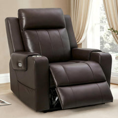 Top-Grain Leather Power Recliner with Zero-Wall Design, Massage & Heat