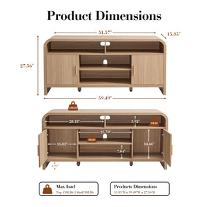 TV Stand for TVs Up to 65" with Storage Cabinet & Adjustable Shelves