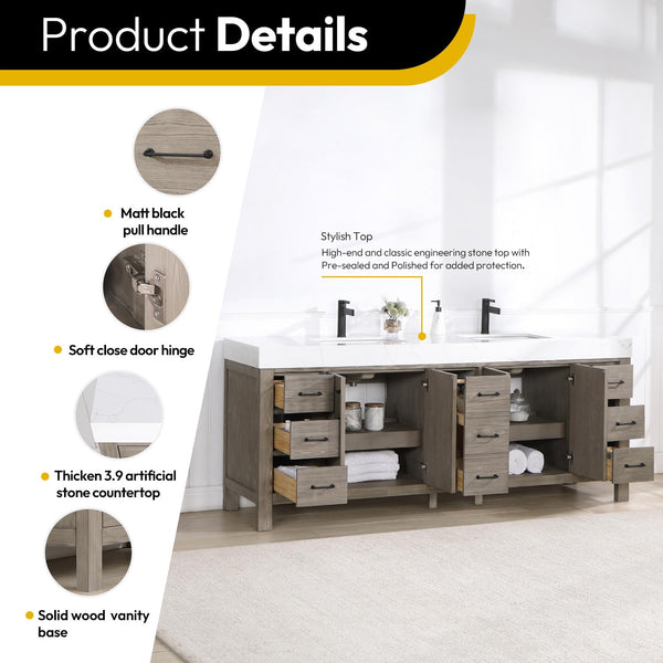 84" Free Standing Double Basin Vanity Set