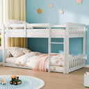 Low Twin Over Twin Bunk Bed with Guardrails & Ladder