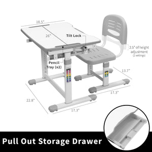 Height Adjustable Kids Desk & Chair Set