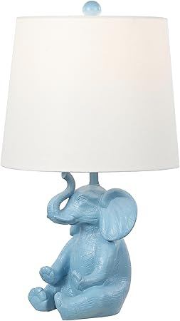 Elephant Kids Table Lamp with Phone Stand – Linen Shade, LED Bulb Included