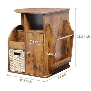 Rotating End Table with Storage & Swivel Base