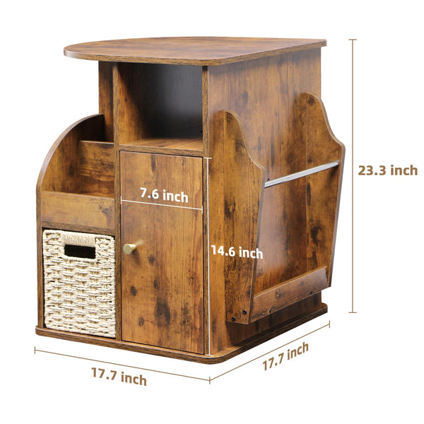 Rotating End Table with Storage & Swivel Base