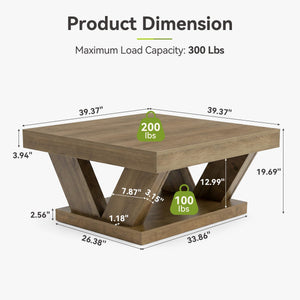 2-Tier Farmhouse Coffee Table with Storage Shelf