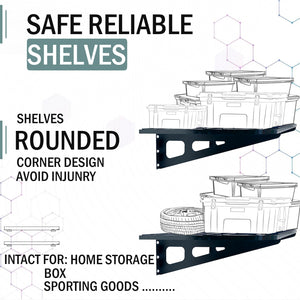 4-Pack Wall-Mounted Garage Shelving System – Heavy-Duty Steel, 840 lb Capacity