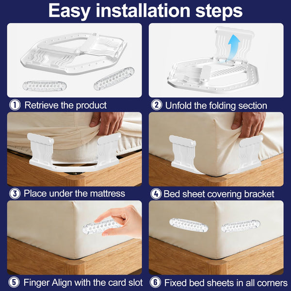 Bed Sheet Holders for Corners – Dual-Side Lock Design, 4-Pack