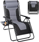 Zero Gravity Outdoor Lounge Chair Set of 2 with Cup Holder & Adjustable Pillow