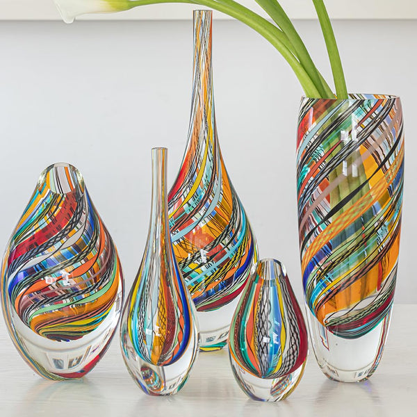 Hand Blown Glass Drop Vase — Murano Style Art Glass