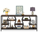 70.9" Industrial Sofa Console Table with 4-Tier Storage Shelves