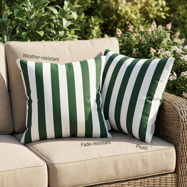 Outdoor Square Throw Pillows Set of 2 – 20"x20" All-Weather Spun Polyester