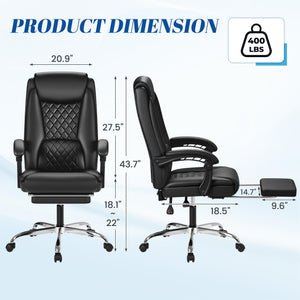 Reclining Ergonomic Office Chair with Footrest