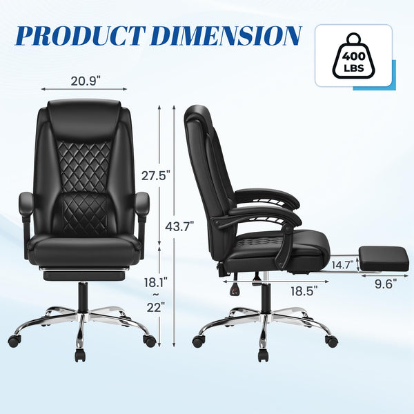 Reclining Ergonomic Office Chair with Footrest