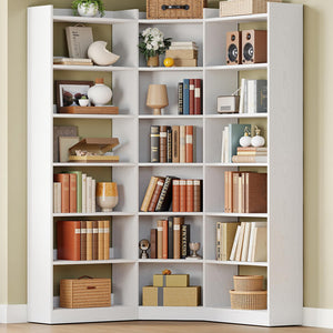 7-Tier Corner Bookshelf with Storage