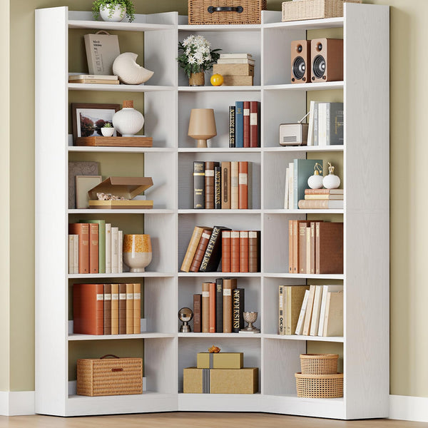 7-Tier Corner Bookshelf with Storage