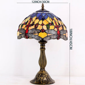 Tiffany Style Stained Glass Dragonfly Table Lamp