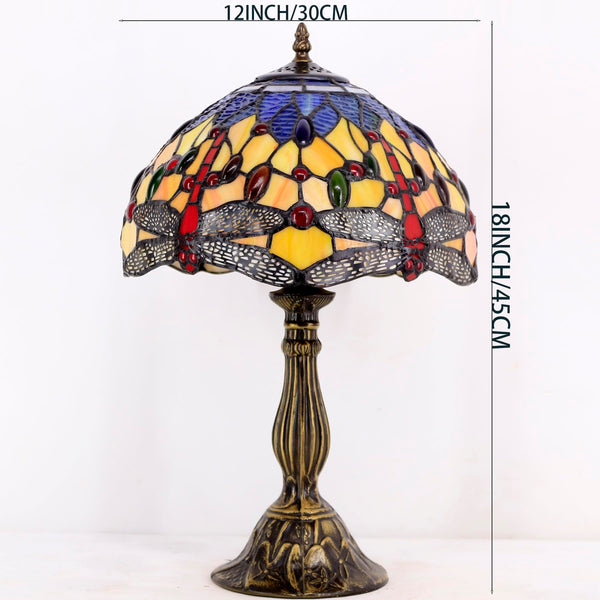 Tiffany Style Stained Glass Dragonfly Table Lamp