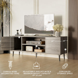 Mid-Century Modern TV Stand with Storage Cabinets