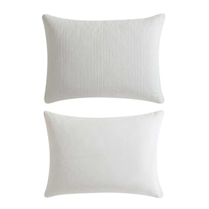 Cotton Comforter Set with Shams – Bark Texture White Grid Pattern