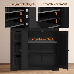 Storage Cabinet with 4 Drawers, 2 Doors & Adjustable Shelves
