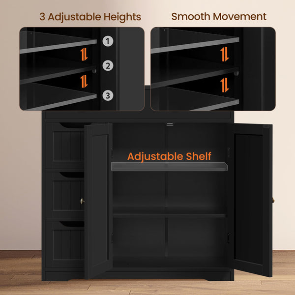 Storage Cabinet with 4 Drawers, 2 Doors & Adjustable Shelves