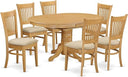 7-Piece Oval Dining Table Set with Butterfly Leaf & 6 Upholstered Chairs