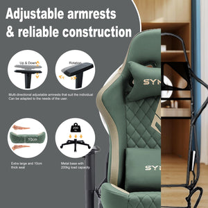 Gaming Chair with Footrest, 2D Armrests, 150° Recline, High Back Ergonomic Chair