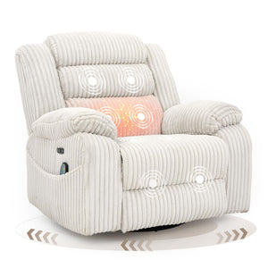 Power Swivel Rocker Recliner Chair with Massage & Heat