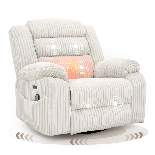 Power Swivel Rocker Recliner Chair with Massage & Heat
