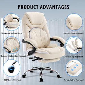 Ergonomic Reclining Office Chair with Footrest