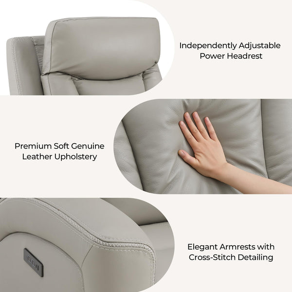 Super Zero-Gravity Power Recliner Chair with Genuine Leather & Dual Motors
