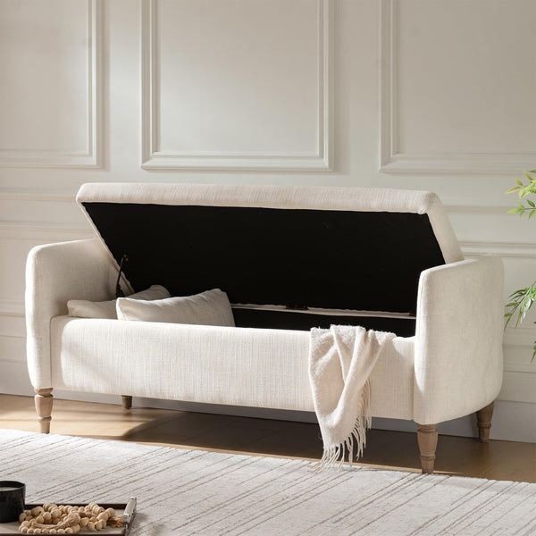 59" Storage Bench with Flip-Top & Throw Pillows