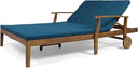 Acacia Wood Double Chaise Lounge with Cushions