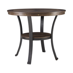 Round Side Table with Ash Veneer Top & Metal Frame