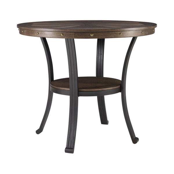 Round Side Table with Ash Veneer Top & Metal Frame
