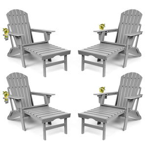 Adjustable Folding Adirondack Chair with Ottoman & Cup Holder