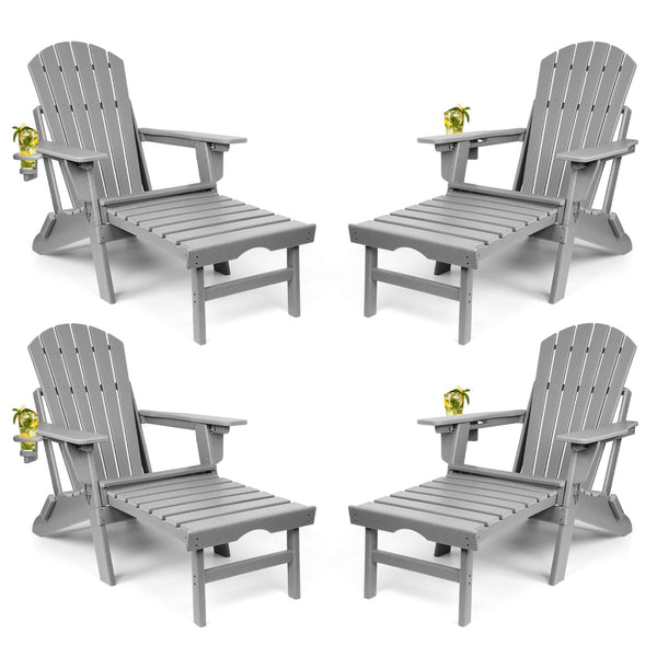 Adjustable Folding Adirondack Chair with Ottoman & Cup Holder