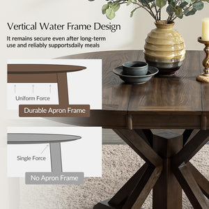 Round Extendable Dining Table with Pedestal Base – Walnut