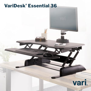 Two-Tier Standing Desk Converter – Height Adjustable Sit Stand Riser, 36" Wide, Black