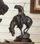 Western Warrior Polystone Sculpture - Bronze-Tone Decorative Statue