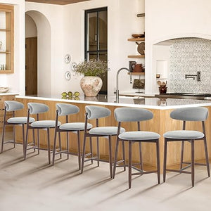 Upholstered Counter Height Bar Stools with Wood Legs