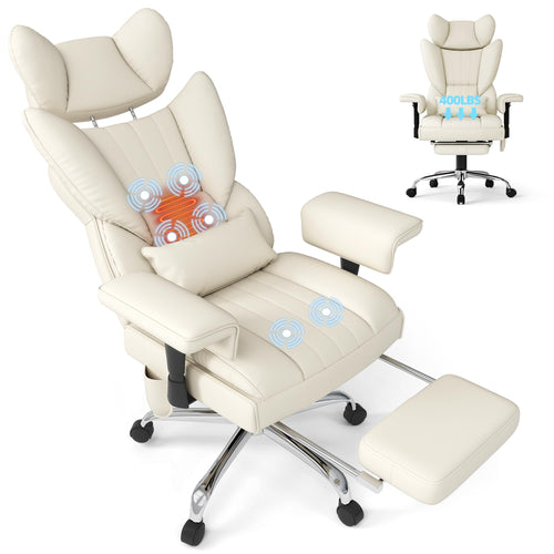 Big and Tall Heated Massage Reclining Office Chair with Lumbar Support